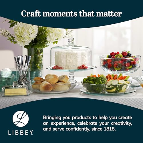 Libbey Selene Glass Cake Stand with Dome Lid, Elegant Curved Footed, Covered Cake Stand, Versatile Serving Dish for Variety of Desserts and More - Image 7
