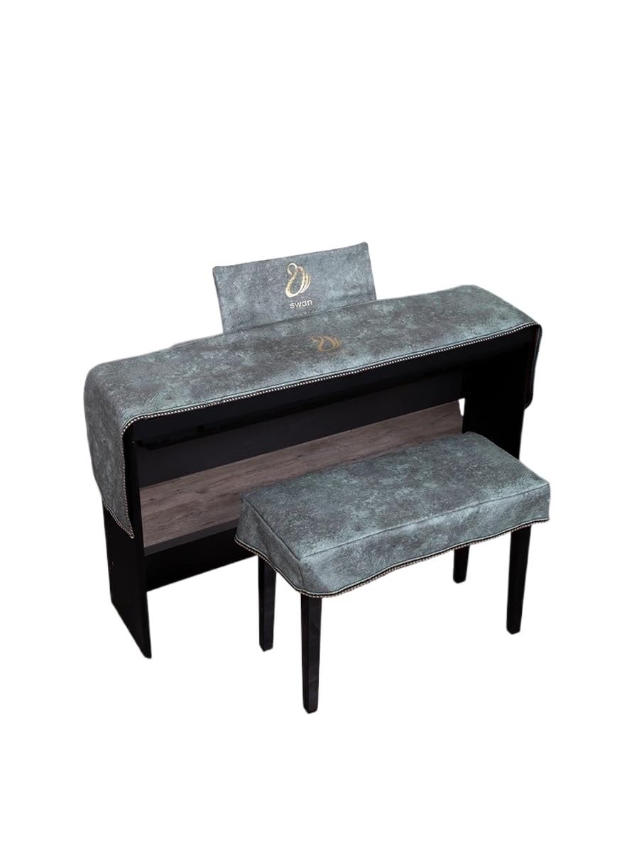 Nordic Luxury - Funda para piano electrónico de 88 teclas, a prueba de polvo, 61 teclas, cubierta para piano eléctrico, cubierta de estante, taburete (bronceado, juego de taburete doble)