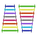 Coolnice® No Tie Shoelaces for Adults DIY 16pcs - Environmentally safe silicone - Lazy Shoestrings - Color of Rainbow