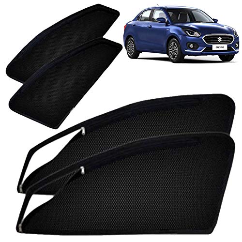 Image of Autofact Magnetic Car Sunshades Compatible with Maruti Swift Dzire (2017 to 2024) (Set of 4) - Easy Installation, UV Protection, Keeps Car Cool (Front 2 with Zippers, Rear 2 Without Zippers)