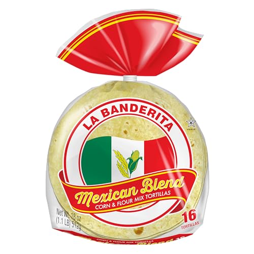 La Banderita® Mexican Blend | 6' Size Tortillas| Corn & Flour Tortilla Bend | 18.1 Oz. | 16 Count (Pack Of 4)