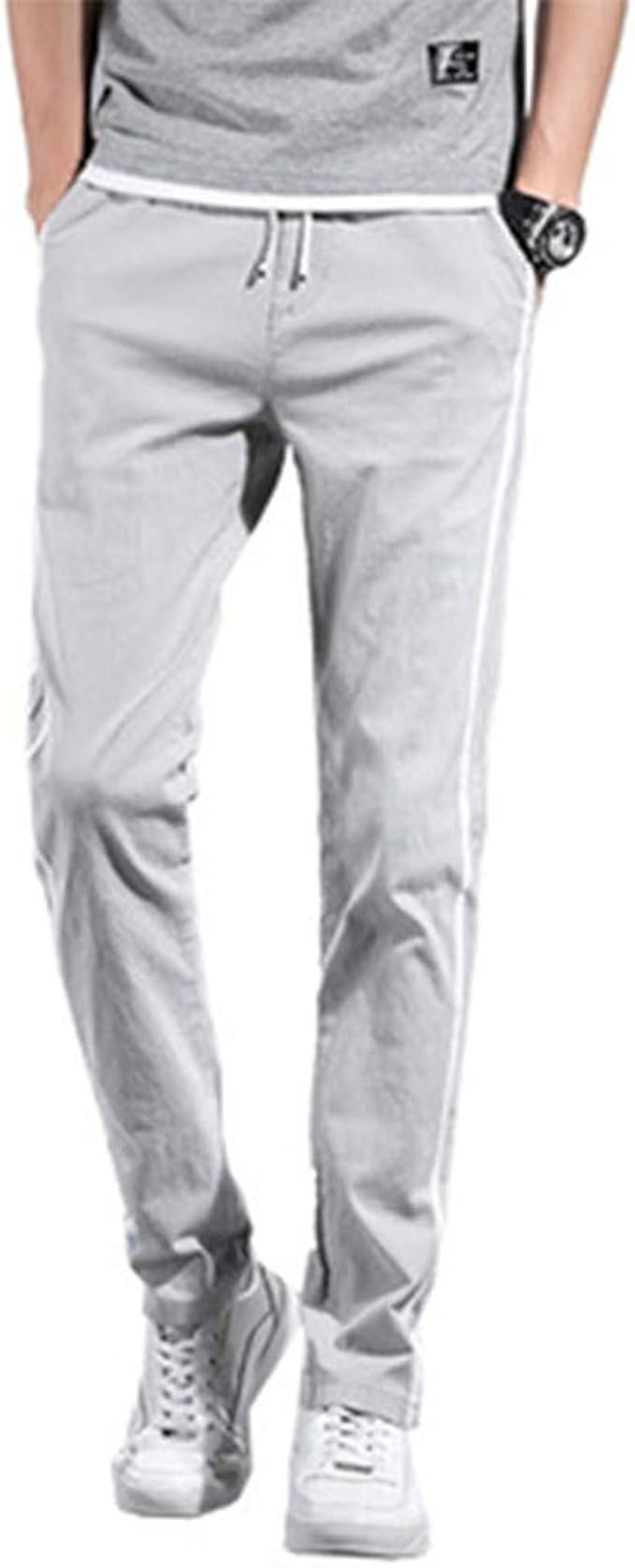 Amazon Zuomaスポーツパンツ メンズ 夏 薄手 ズボン ロングパンツ カジュアル ストレッチ スリム スキニーパンツ 普段着 運動会 体育祭 フィットネス トレーニング ゴムウエスト フィットネス トレーニング ロングパンツ 通販