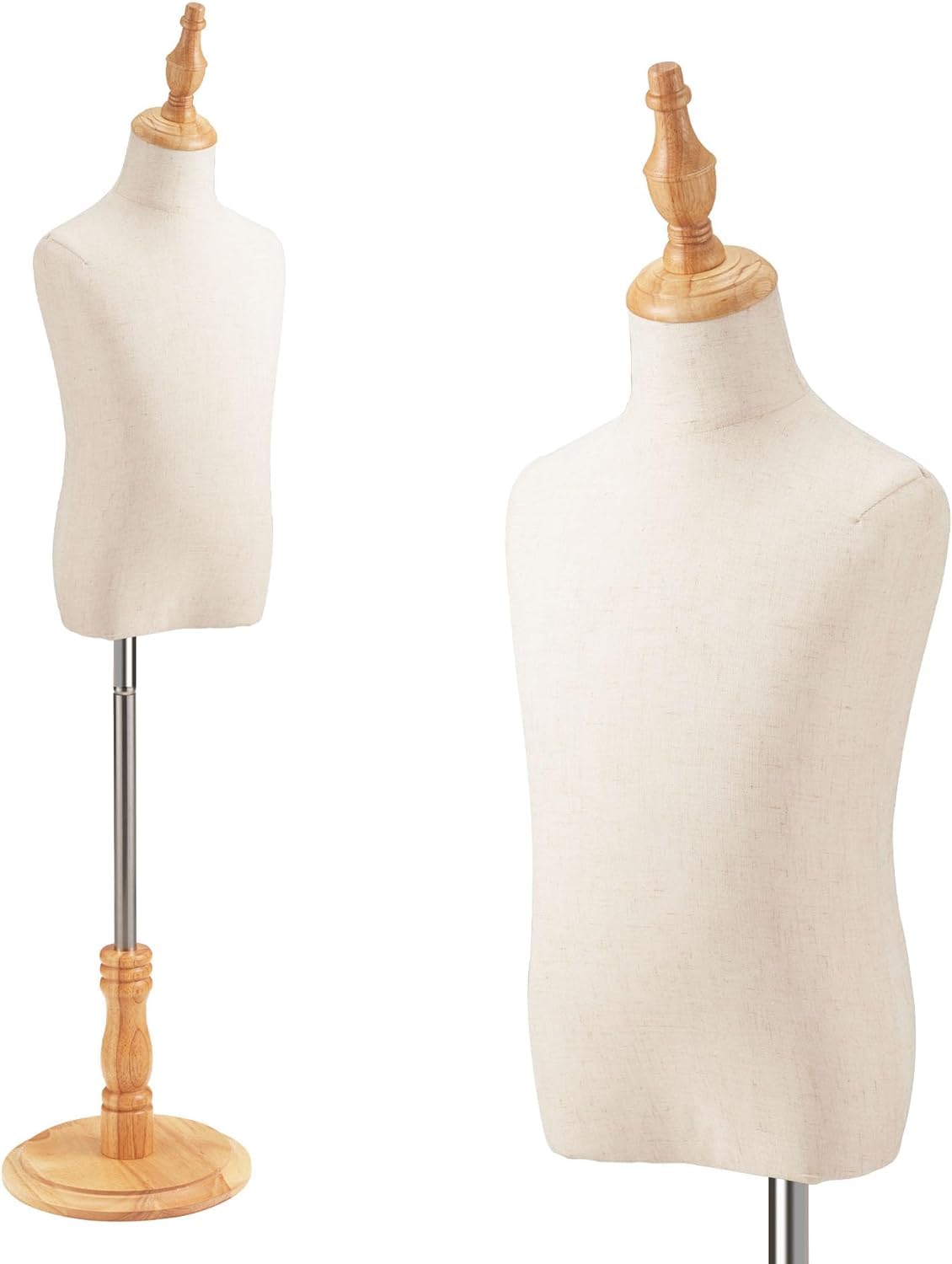 LIODUX Kid Dress Form, Adjustable Child Mannequin with Wooden Base, Child Mannequin, Models Girl and boy Display Kids Unisex Manikin for Sewing Dressmakers Jewelry Display (6-7 years old)