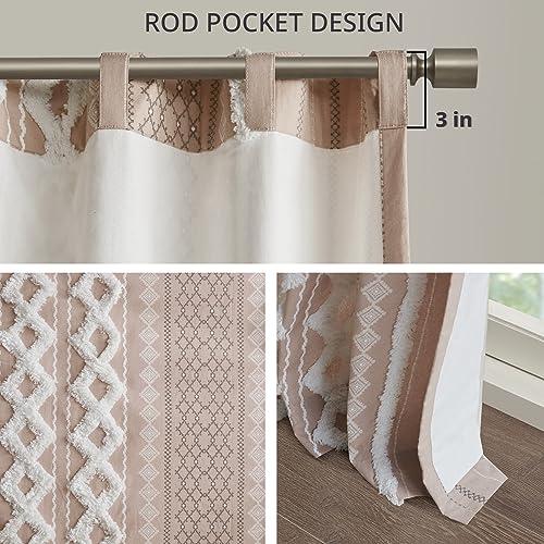 INK+IVY Imani Cotton Geometric Print, Single Panel Window Curtain Texture, Mid-Century Look Easy to Hang - Image 3