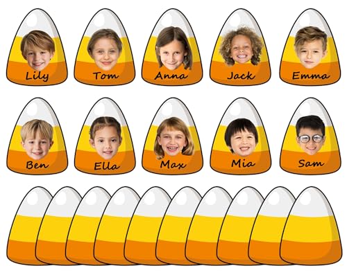 Image of gisgfim 80Pcs Halloween Candy Corn Cutouts Halloween Party Decorations Bulletin Board Candy Corn Paper Cut-Outs Classroom Decor for Boy Girl DIY Craft Photo Wall Kindergarten Preschool Favor Supply