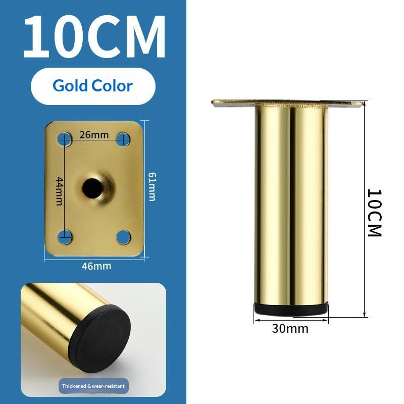 Patas para muebles de acero laminado de 10cm, juego de 4 patas impermeables doradas 3