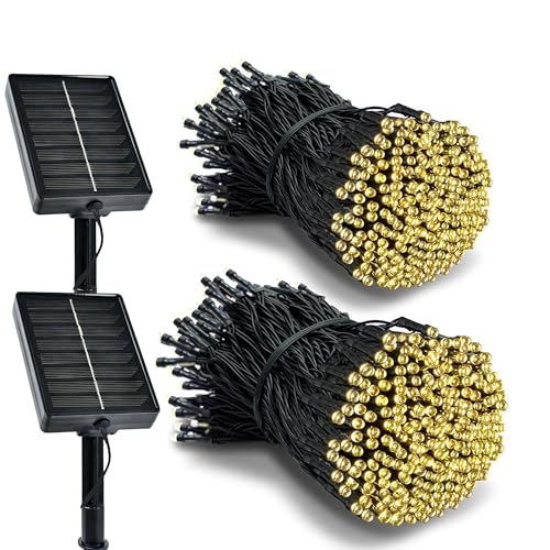 Litark 2 Paquete Guirnaldas de Luces Exterior Solar,10M 100 LED Luces Navidad Solar, 8 Modos, Impermeable, Decoración para Jardín, Terraza, Patio (Blanco Cálido)