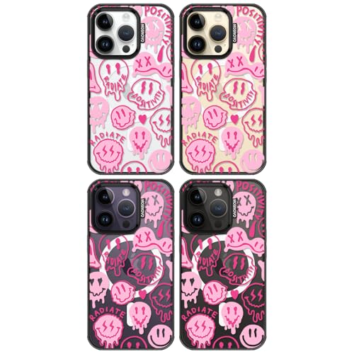 Coque iPhone 14 Pro antichoc MagSafe protection militaire sourires roses