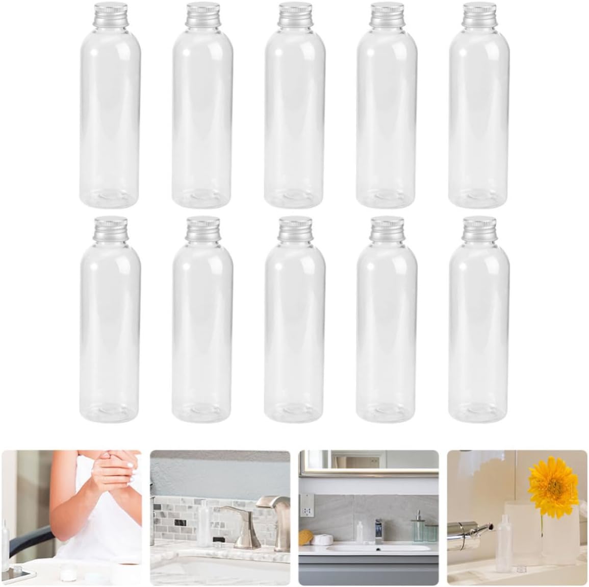 ORFOFE 22pcs 60ml Plastic Dispensing Bottles with Aluminum Lid, Refillable Liquid Containers for Travel and Business Trips, Convenient to Carry and Store