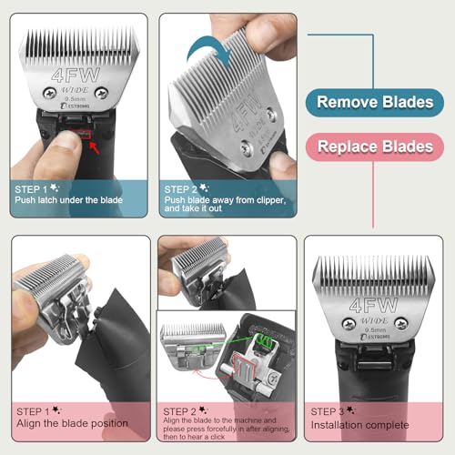BESTBOMG-10W7FW5FW4FW-Wide-Detachable-Pet-Dog-Grooming-Blades-Kit-Cutting-Length-116-to-3815-95mmCompatible-with-AndisOster-A5Wahl-km10-Clippers - Cucciolini Doodles   BESTBOMG-10W7FW5FW4FW-Wide-Detachable-Pet-Dog-Grooming-Blades-Kit-Cutting-Length-116-to-3815-95mmCompatible-with-AndisOster-A5Wahl-km10-Clippers