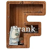 Personalized 12" Extra Large Wooden Letter Piggy Bank for Kids Boys Girls, (Laser Engraved Name) Custom Initial Letter Shape Piggy Bank, Alphabet Coin Bank Grandchildren Birthday -  MT