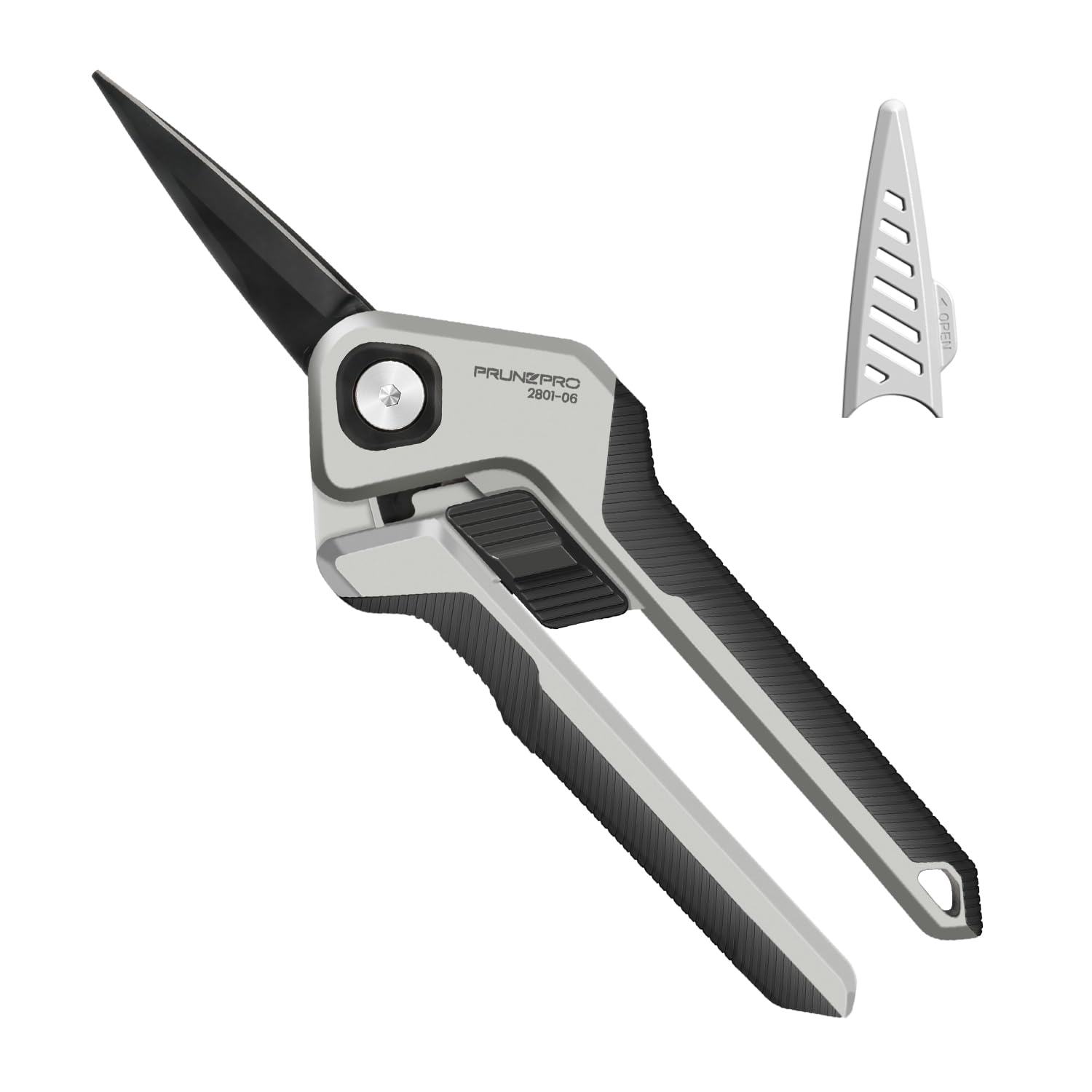 PrunePro Garden Scissors Pruning Shears - German Stainless Steel Teflon Coating Flowers Bonsai Snips Micro Tip for Precise Cutting Plant Rose Floral Clippers Small Pruners Indoor Outdoor Grey 1 Pack