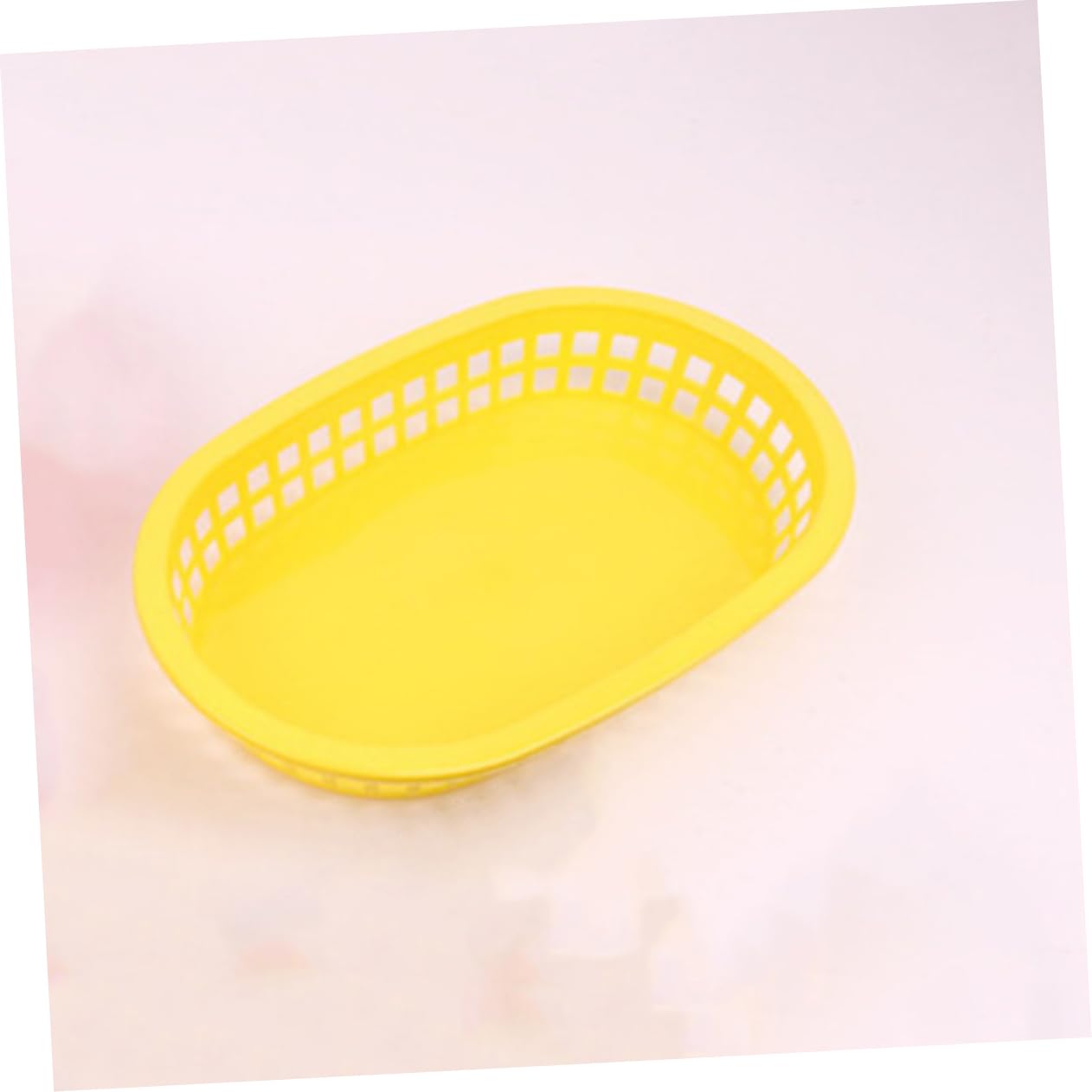 SHOWERORO Panier Alimentaire Ovale Réutilisable 12 Pièces Plastique Jaune Léger Pratique Pour Restauration Rapide Snacks Frites Fruits Buffet Ktv Corbeille Multifonctionnelle