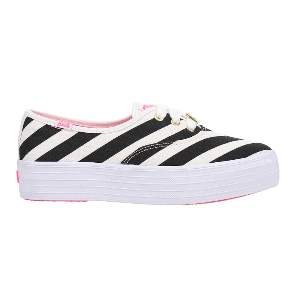 Keds Womens X Point Metallic Leather Lace Up Sneakers Shoes Casual - Black, White - Size 5 M
