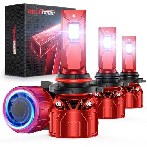 Image of Torchbeam 9005 9006 Fog Lights, 72000LM HB3 HB4 Bulbs with 360 Adjustable Ring, Cooling Fan and U-Shape Cooling Tube, 6500K White, 3 Mins Installation, Pack of 4