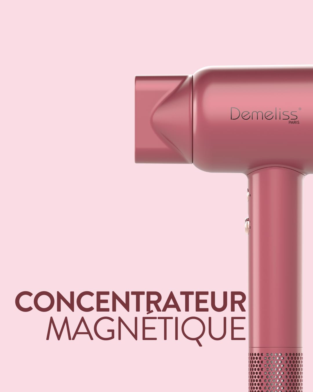 Demeliss Saint Algue Sèche Cheveux Cherry Chérie Ultimate Dryer – Moteur Digital – 4 Températures, 3 Vitesses – Concentrateur, Diffuseur, Brosse Lissante Inclus – Séchage Rapide, Coiffure Sur Mesure