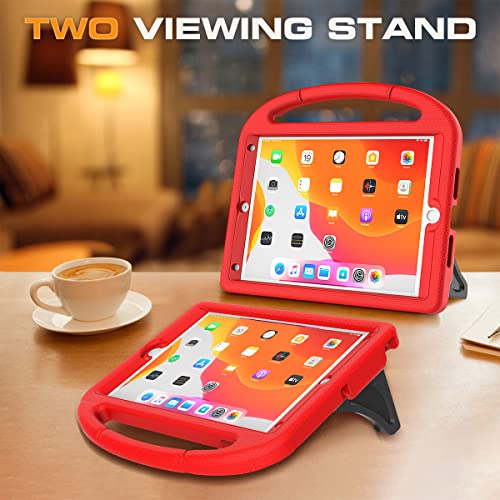 Image of Kids Case for iPad 9th /8th /7th Generation, iPad 10.2 Kids Case with Built-in Screen Protector, Durable Shockproof Handle Stand Protective Cover for iPad 10.2 Inch 2021 /2020 /2019, Red