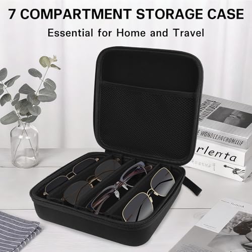 Image of Glasses Case Hard Shell Adjustable Slots Sunglasses Case for Multiple Pairs, for Travel, Trip, Camping