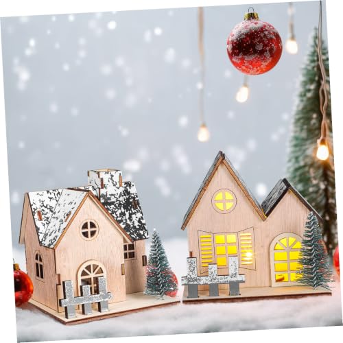 Maison en bois de Noël LED : déco table rustique et miniature créative