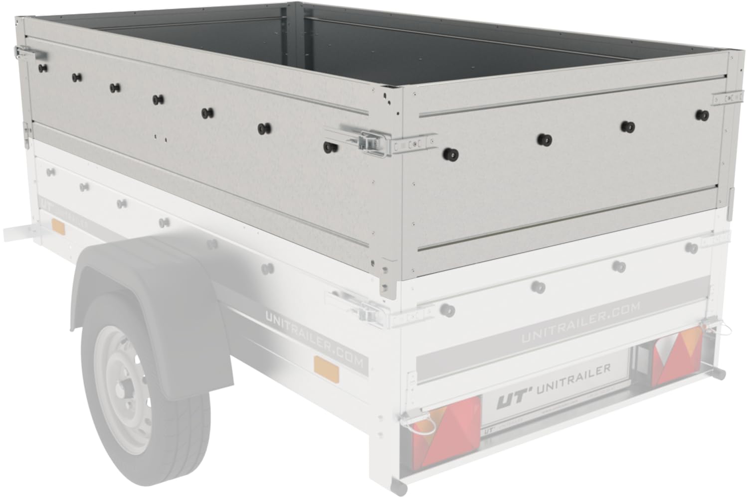UNITRAILER Sovrasponde Garden Trailer 201 da 2000x1250x400 mm, Sponde Aggiuntive in Acciaio Zincato per Rimorchio, Altezza 40 cm per Aumentare Lo Spazio di Carico con Viti di Montaggio