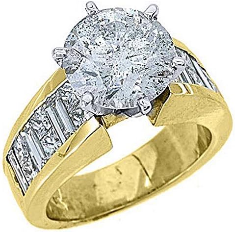 18k Yellow Gold 6.05 Carats Round Princess & Baguette Cut Diamond...