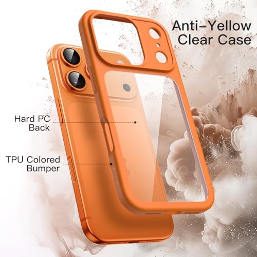 Image of JETech Case for iPhone 17 Pro 6.3-Inch, Shockproof Phone Bumper Cover, Solid Color Matte TPU Frame, Anti-Scratch Clear Back (Orange)