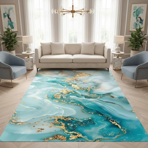 Tapete decorativo azul teal con diseño marmolado 4x6 miniatura 4