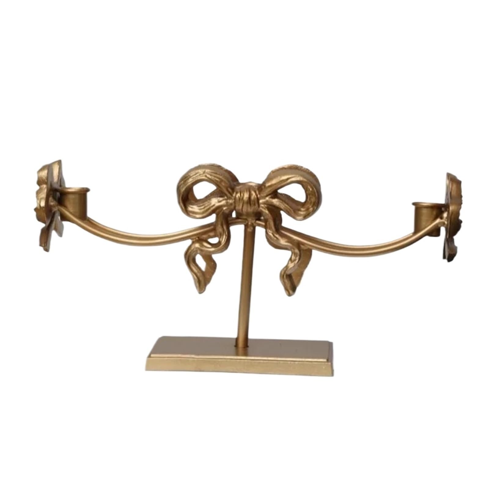 Bougeoir à 3 bras en métal doré au design vintage bowknot pour décoration haut de gamme