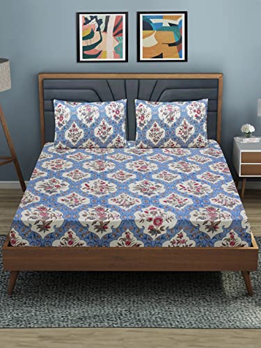 Image of Super Soft All Round (Elastic Fitted) Single Bed Bedsheet with 1 Pillow Cover- 4 Feet x 6 Feet - 48 Inches x 72 Inches x 6 Inches-Single
