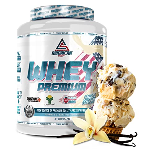 AS American Suplement | Premium Whey Protein 2 kg | Vainilla | Proteína de Suero de Leche | Ayuda a Aumentar tu Masa Muscular | Contiene Creatina, Glutamina y BCAA'S Cover