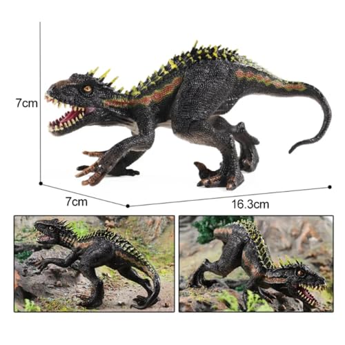 Image of FUNFOB Dinosaur Toy Figure Width -16.3cm Dinosaur Toys for Kids & Adults PVC Multicolour | Whole Black Red Yellow Stripe Small