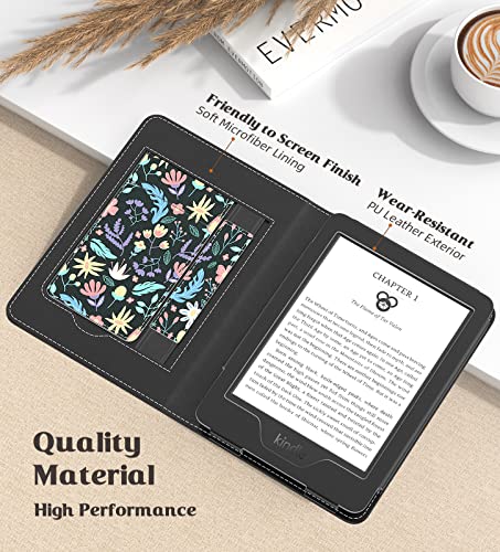 Image of MoKo Case for All-New 6 inch Kindle(11th Generation, 2024 /2022 Release) /(10th /8th Gen, 2019 /2016), Ultra Lightweight PU Shell Cover with Auto Wake /Sleep for Kindle 2024, Colorful Flowers