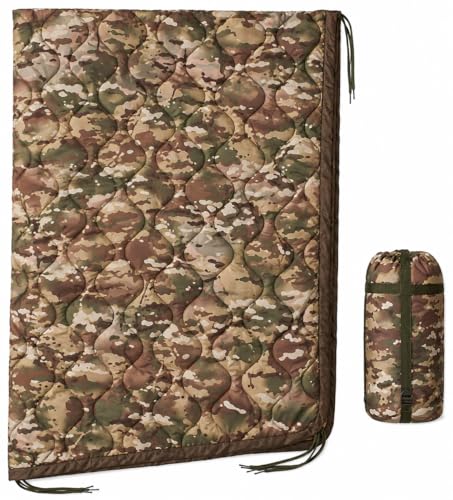 USGI Industries Military Woobie Blanket | Thermal Insulated Camping Blanket, Poncho Liner | Large, Portable, Water-Resistant, for Hiking, Survival | Compression Carry Bag