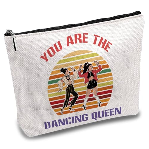 CREATCABIN Borsa Il Trucco in Tela Ballo Pochette Cosmetici Portatile Viaggio in Tela Organizer Articoli Toeletta Cerniera Regali Donna Balletto 25 x 18cm Sei La Regina della Danza