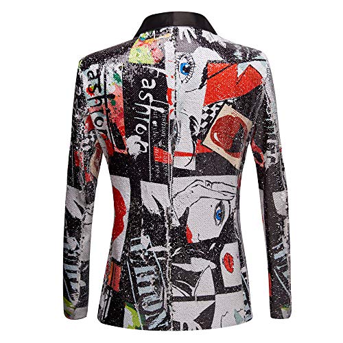 Men Fashion Pattern Shawl Lapel Sequins Blazer2