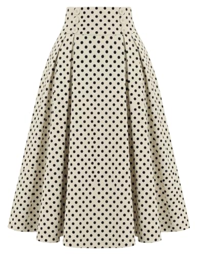Image of Belle Poque Women's Midi Pleated A-Line Skirts Pockets