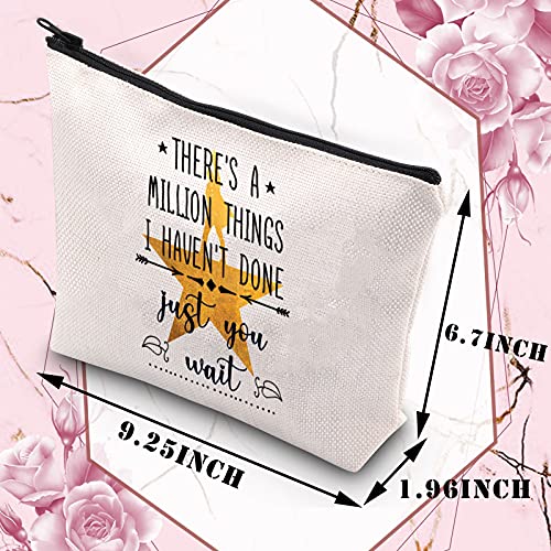 PLITI Musical Makeup Bag There's a Million Things I Haven't Done But Just You Wait Musical Quote Cosmetic Bag Zipper Pouch(There a Million Things BU) - Image 2