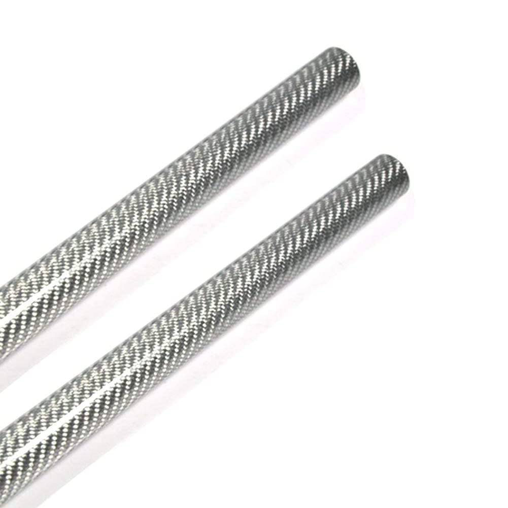 Afuex 2Pcs 3K-Carbon Fiber Tube Silver Surface Carbon Fiber Tube 100% Carbon Fiber Tube Glossy Surface,,16X14x500mm