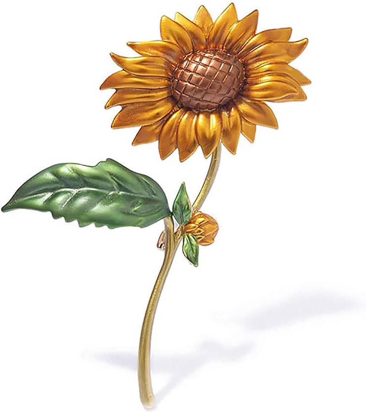 Rhinestone Sunflower Brooch Pin,Enamel Crystal Yellow Flower Coat Pins,Cute Plant Sun Flower Suit Brooch Pin for Women Girls