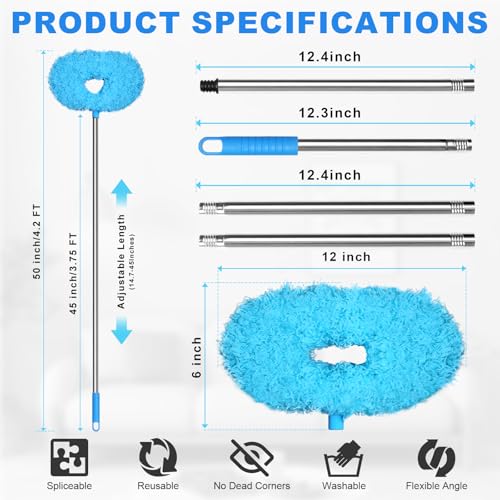 Image of Storystore Ceiling Fan Cleaner Duster - Adjustable Duster with Extension Pole,Dusters for Cleaning Fan Blade, Walls and Cobweb (Blue)