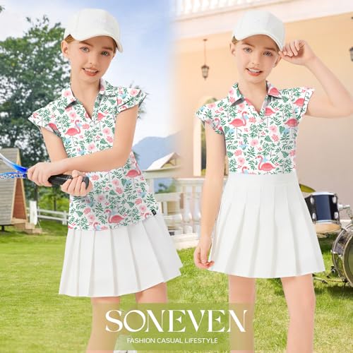 Soneven Girls Golf Polo Shirts V Neck Ruffle Sleeveless Tennis Shirts Lightweight Quick Dry Athletic Tank Tops3
