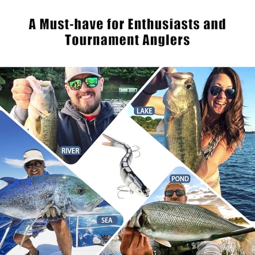 Image of TRUSCEND Swimmax Easy Catch Fishing Lures with BKK Hooks, Wiggling, Vibrating, Rattling and Gurgling for More Bite, Heavy-Duty Dyneema Fiber Jointed Swimbaits for Bass, Trout, Walleye, Crappie, Pike