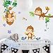 R00385 Pegatina Vinilo Pared Suave Efecto Tejido Decoración Niño Bebé Habitación Infantil Guardería Papel Pintado Autoadhesivo Monos