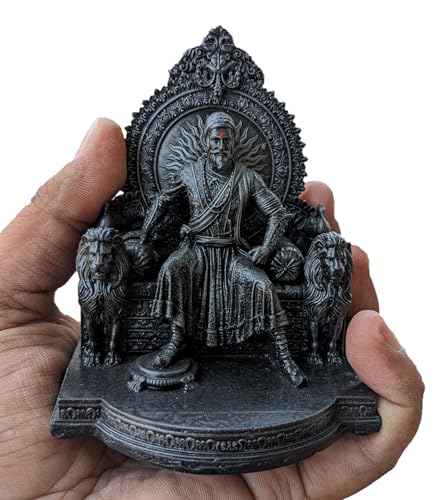Image of Chatrapati Shivaji Maharaj Statue 4 inch for Car Dashboard (Silver)