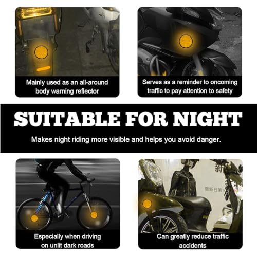 Image of povtii 2 PCS Motorcycle Warning Reflectors, M6x1.0 Waterproof Plastic Reflective Warning Reflector, Motorcycle Rear Safety Reflector with Screw, Universal Motorcycle Accessories (Round, Orange)