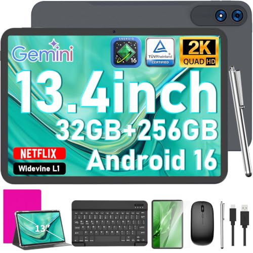 JJGJ 13 Inch Tablet with Keyboard, Android 16 Tablet...