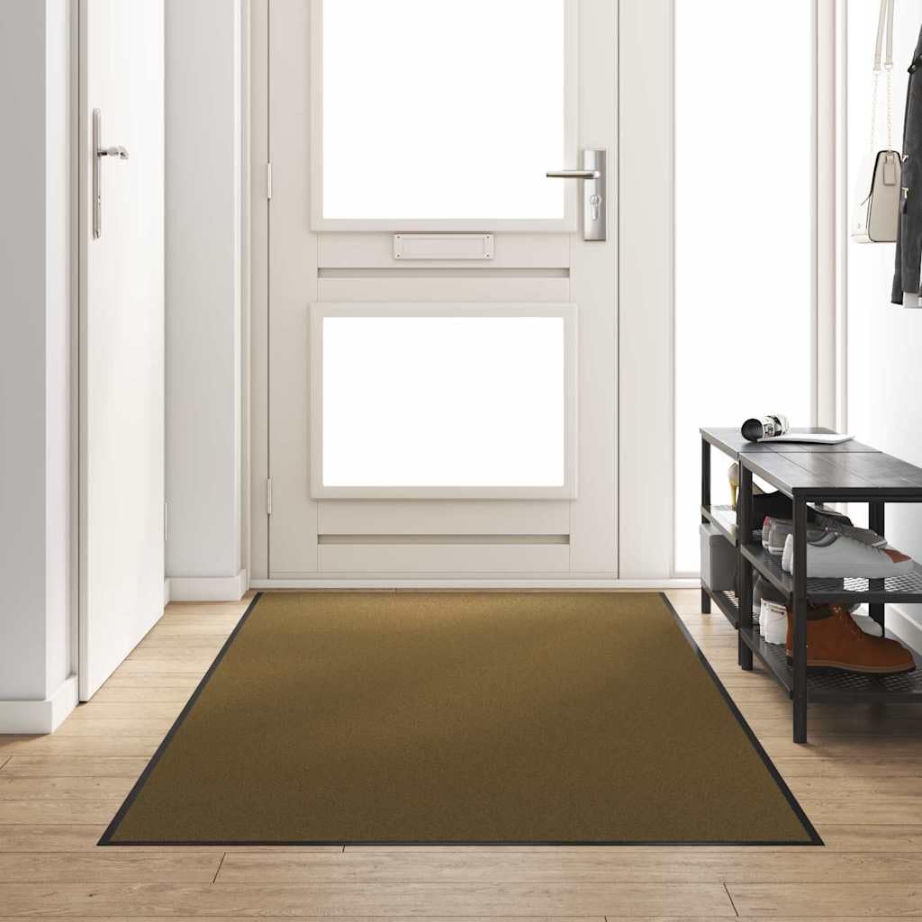 Felpudo marrón y negro rectangular 120 x 250 cm, 100% poliamida, felpudo para interior y exterior, antideslizante, resistente, ideal para entrada, pasillo, terraza, vestíbulo
