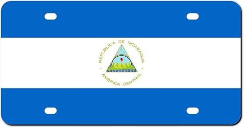 Placa de matrícula de automóvil de aluminio, bandera de Nicaragua, estilo vintage, etiqueta de matrícula de automóvil personalizada a prueba de