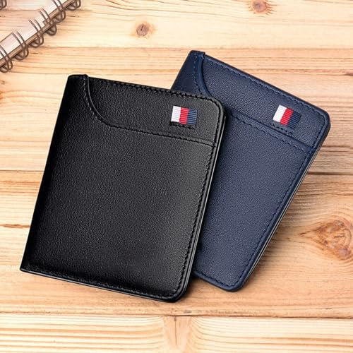 men's wallet Fashion Ultra-Thin Slim Short Wallet for Men and Women Small Solid Mini Card Holder Casual Purse(Blue)3