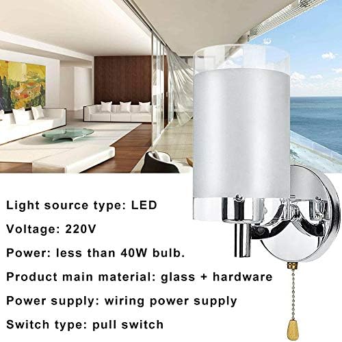 Elegant LED Wall Light, Modern Simple Style Aisle Corridor Balcony Light Bedside Wall Light Wall Lamp with Pull Cord Switch,Sconces Lamps for The Living Room Bedroom